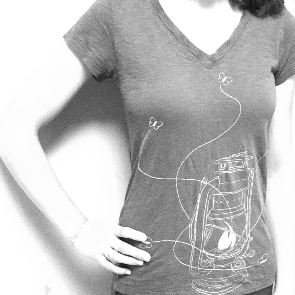 EMS camping-themed v-neck t-shirt